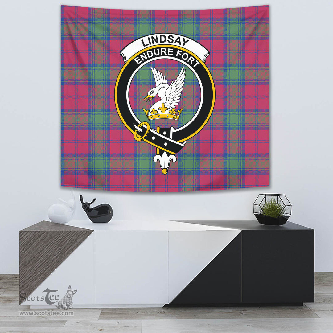 Lindsay Ancient Tartan Home Decor Scottish Plaid Tartan Crest Tapestry ScotsTee