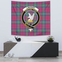 Lindsay Ancient Tartan Home Decor Scottish Plaid Tartan Crest Tapestry ScotsTee