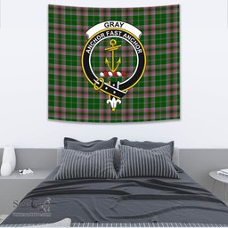 Gray Hunting Tartan Home Decor Scottish Plaid Tartan Crest Tapestry ScotsTee