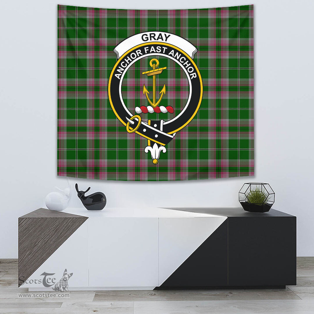 Gray Hunting Tartan Home Decor Scottish Plaid Tartan Crest Tapestry ScotsTee