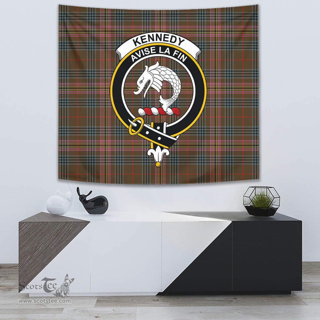 Kennedy Weathered Tartan Home Decor Scottish Plaid Tartan Crest Tapestry ScotsTee