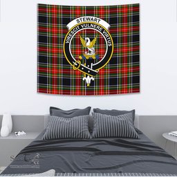 Stewart Black Tartan Home Decor Scottish Plaid Tartan Crest Tapestry ScotsTee