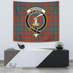 Matheson Ancient Tartan Home Decor Scottish Plaid Tartan Crest Tapestry ScotsTee