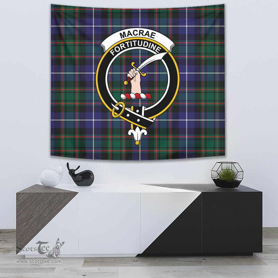 MacRae Hunting Modern Tartan Home Decor Scottish Plaid Tartan Crest Tapestry ScotsTee