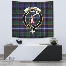 MacRae Hunting Modern Tartan Home Decor Scottish Plaid Tartan Crest Tapestry ScotsTee