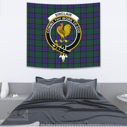 Sinclair Hunting Modern Tartan Home Decor Scottish Plaid Tartan Crest Tapestry ScotsTee