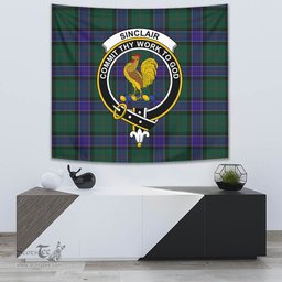 Sinclair Hunting Modern Tartan Home Decor Scottish Plaid Tartan Crest Tapestry ScotsTee