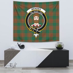 Menzies Green Ancient Tartan Home Decor Scottish Plaid Tartan Crest Tapestry ScotsTee