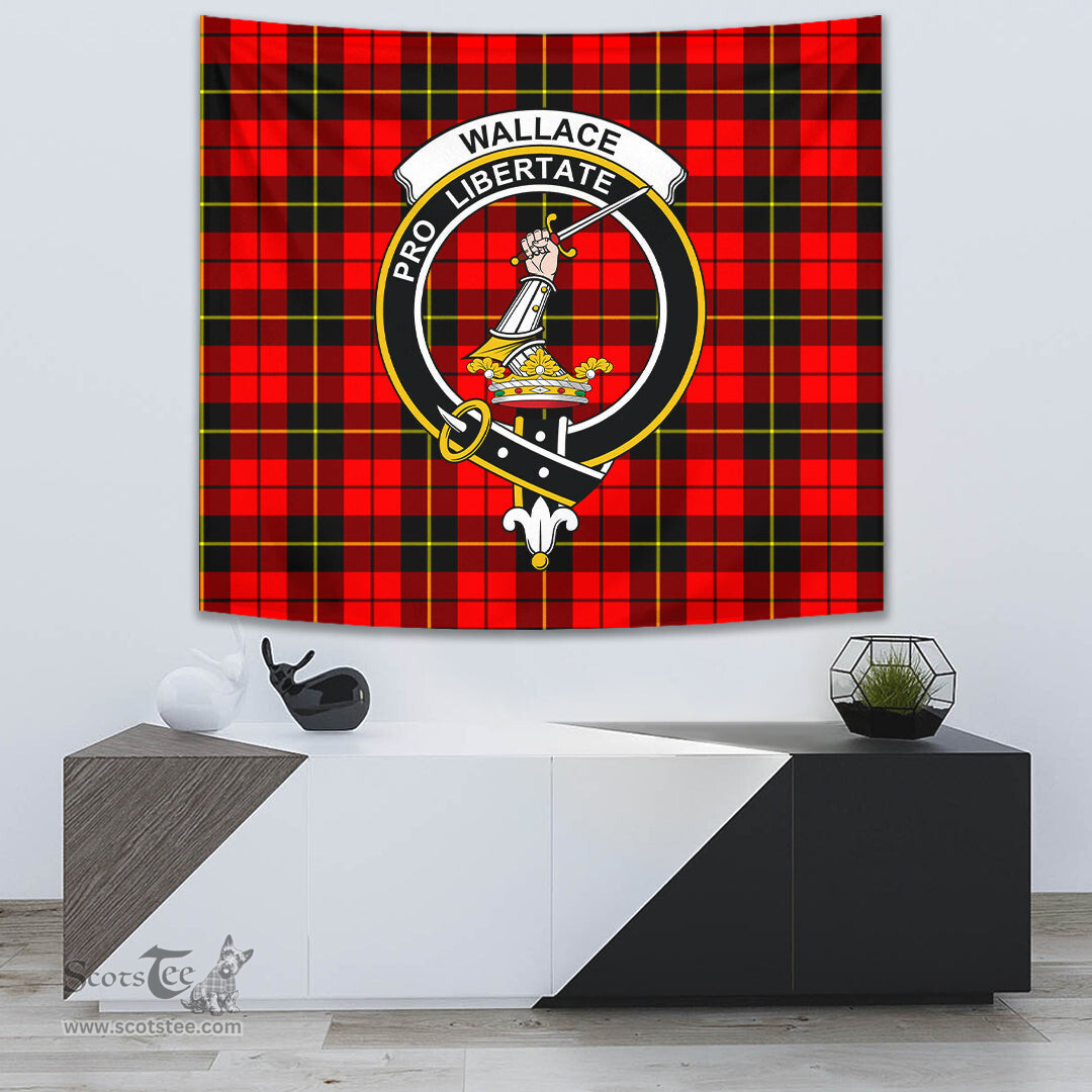 Wallace Hunting - Red Tartan Home Decor Scottish Plaid Tartan Crest Tapestry ScotsTee