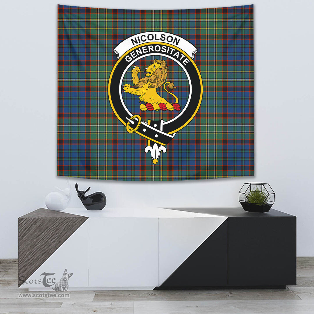 Nicolson Hunting Ancient Tartan Home Decor Scottish Plaid Tartan Crest Tapestry ScotsTee