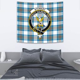 Stewart Muted Blue Tartan Home Decor Scottish Plaid Tartan Crest Tapestry ScotsTee