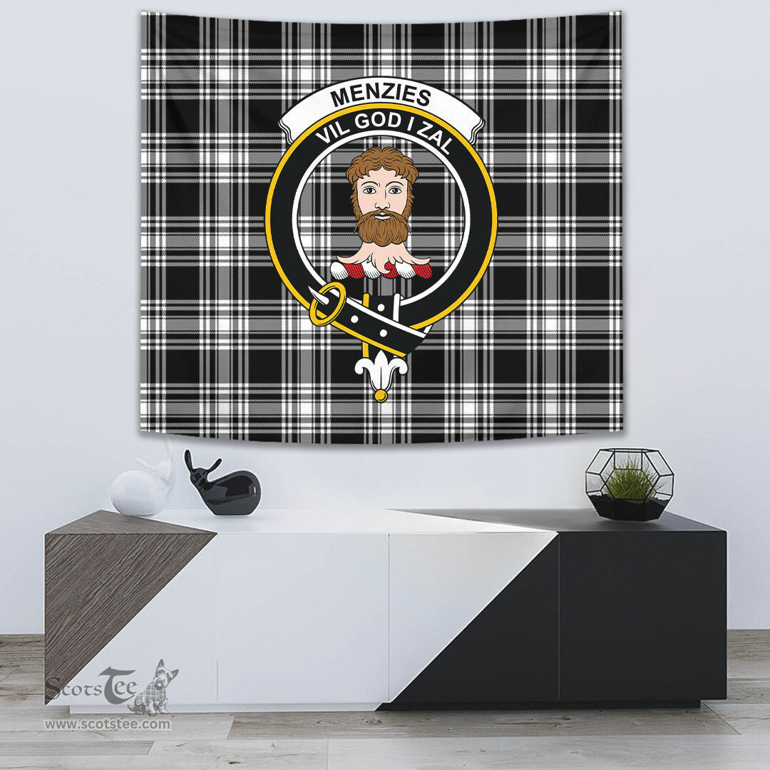 Menzies Black & White Modern Tartan Home Decor Scottish Plaid Tartan Crest Tapestry ScotsTee