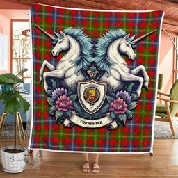 Scottish Forrester Clan Badge Tartan Royal Scottish Unicorn Tartan Quilt