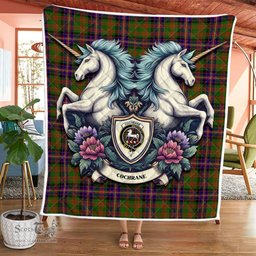 Scottish Cochrane Clan Badge Tartan Royal Scottish Unicorn Tartan Quilt