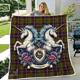 Scottish Cochrane Clan Badge Tartan Royal Scottish Unicorn Tartan Quilt