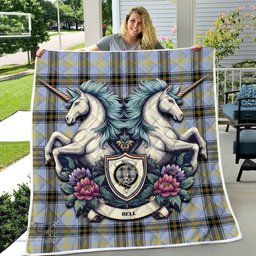 Scottish Bell Clan Badge Tartan Royal Scottish Unicorn Tartan Quilt