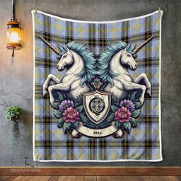 Scottish Bell Clan Badge Tartan Royal Scottish Unicorn Tartan Quilt