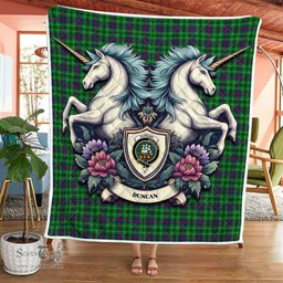 Scottish Duncan Clan Badge Tartan Royal Scottish Unicorn Tartan Quilt