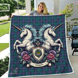 Scottish Douglas Clan Badge Tartan Royal Scottish Unicorn Tartan Quilt