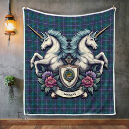 Scottish Douglas Clan Badge Tartan Royal Scottish Unicorn Tartan Quilt