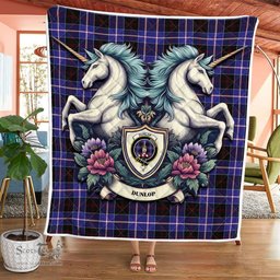 Scottish Dunlop Clan Badge Tartan Royal Scottish Unicorn Tartan Quilt