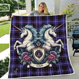 Scottish Dunlop Clan Badge Tartan Royal Scottish Unicorn Tartan Quilt