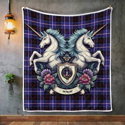 Scottish Dunlop Clan Badge Tartan Royal Scottish Unicorn Tartan Quilt