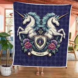Scottish Fleming Clan Badge Tartan Royal Scottish Unicorn Tartan Quilt