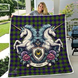 Scottish Arnott Clan Badge Tartan Royal Scottish Unicorn Tartan Quilt