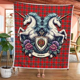 Scottish Binning Of Wallifoord Clan Badge Tartan Royal Scottish Unicorn Tartan Quilt