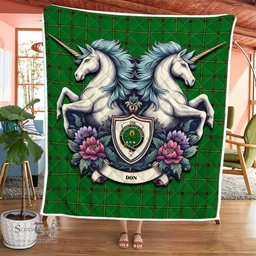 Scottish Don Clan Badge Tartan Royal Scottish Unicorn Tartan Quilt