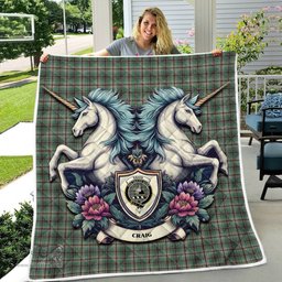 Scottish Craig Clan Badge Tartan Royal Scottish Unicorn Tartan Quilt