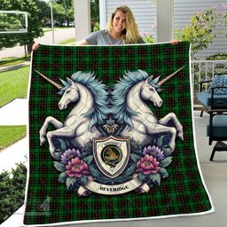 Scottish Beveridge Clan Badge Tartan Royal Scottish Unicorn Tartan Quilt