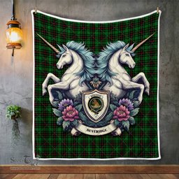 Scottish Beveridge Clan Badge Tartan Royal Scottish Unicorn Tartan Quilt