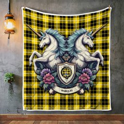 Scottish Barclay Clan Badge Tartan Royal Scottish Unicorn Tartan Quilt