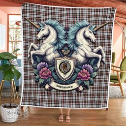 Scottish Borthwick Clan Badge Tartan Royal Scottish Unicorn Tartan Quilt