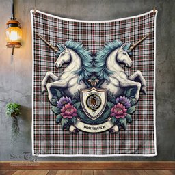 Scottish Borthwick Clan Badge Tartan Royal Scottish Unicorn Tartan Quilt