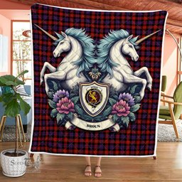 Scottish Broun Clan Badge Tartan Royal Scottish Unicorn Tartan Quilt