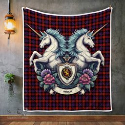 Scottish Broun Clan Badge Tartan Royal Scottish Unicorn Tartan Quilt