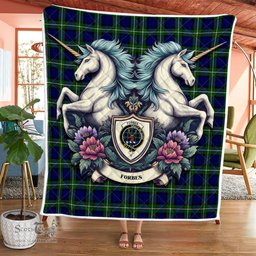 Scottish Forbes Clan Badge Tartan Royal Scottish Unicorn Tartan Quilt