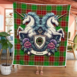 Scottish Baxter Clan Badge Tartan Royal Scottish Unicorn Tartan Quilt