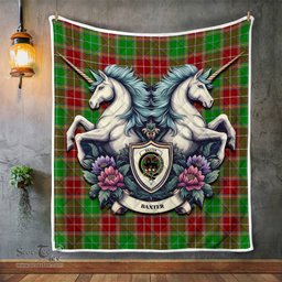 Scottish Baxter Clan Badge Tartan Royal Scottish Unicorn Tartan Quilt