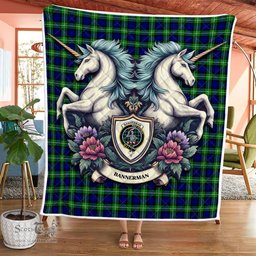 Scottish Bannerman Clan Badge Tartan Royal Scottish Unicorn Tartan Quilt