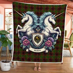 Scottish Buchan Clan Badge Tartan Royal Scottish Unicorn Tartan Quilt