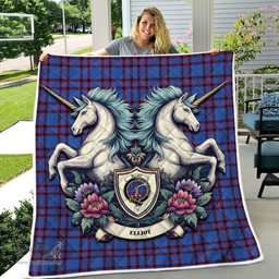 Scottish Elliot Clan Badge Tartan Royal Scottish Unicorn Tartan Quilt