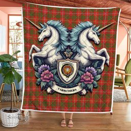 Scottish Carruthers Clan Badge Tartan Royal Scottish Unicorn Tartan Quilt