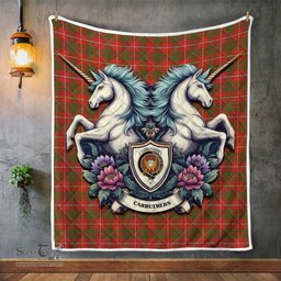 Scottish Carruthers Clan Badge Tartan Royal Scottish Unicorn Tartan Quilt