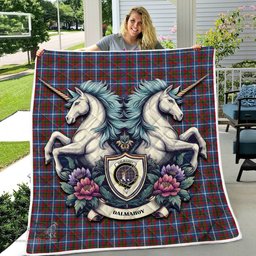 Scottish Dalmahoy Clan Badge Tartan Royal Scottish Unicorn Tartan Quilt