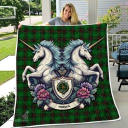 Scottish Orrock Clan Badge Tartan Royal Scottish Unicorn Tartan Quilt