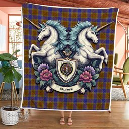 Scottish Balfour Clan Badge Tartan Royal Scottish Unicorn Tartan Quilt